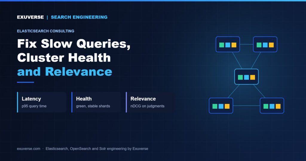 Elasticsearch consulting company Exuverse: fix slow queries, cluster health and relevance