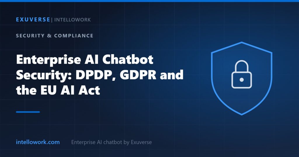 Enterprise AI chatbot security and compliance under DPDP, GDPR and the EU AI Act — Intellowork by Exuverse