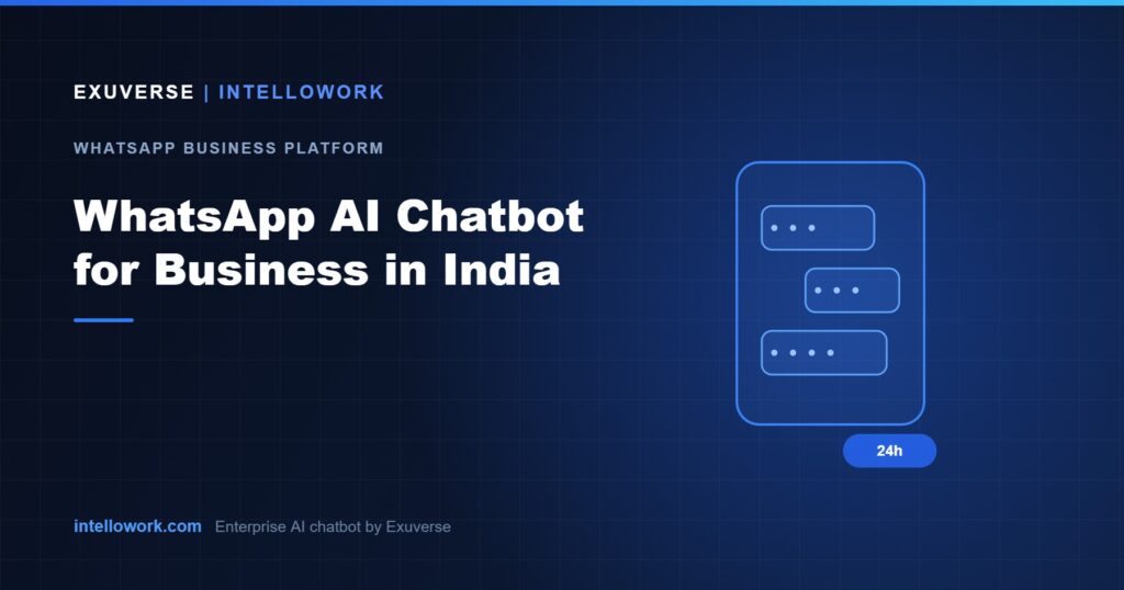 WhatsApp AI chatbot answering customer questions for an Indian business, built by Intellowork from Exuverse
